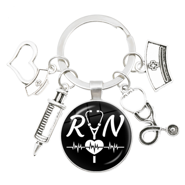 Breloczek na klucze z obrazem strzykawki pielęgniarki stetoskopu w szkle Cabochon - Wianko - 5