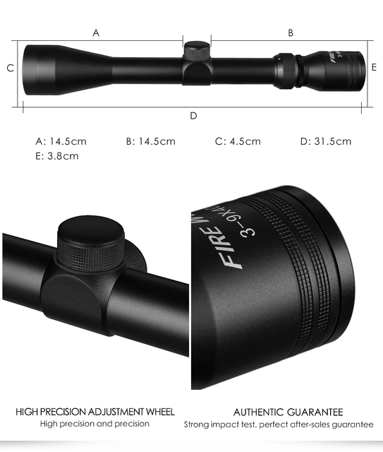 Fire Wolf 3-9X40 - lornetka celownicza taktyczna optyczna snajperska do karabinu Deer Rifle Scope - Wianko - 11