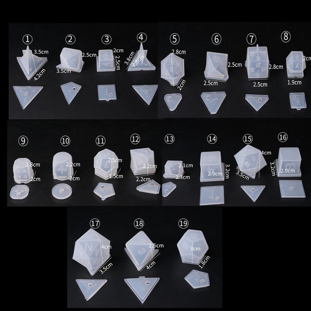 Formy do dekoracyjnego tworzenia biżuterii - 19 nieregularnych kostek kości w kształcie, silikonowe, do zastosowania ze żywicą epoksydową i pod wpływem promieniowania UV - Wianko - 30