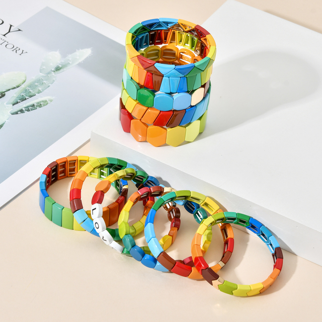 Bransoletki letnie 2021 Rainbow Pulseiras Mujer - koraliki z literami, prezenty dla dziewczyny - Wianko - 4