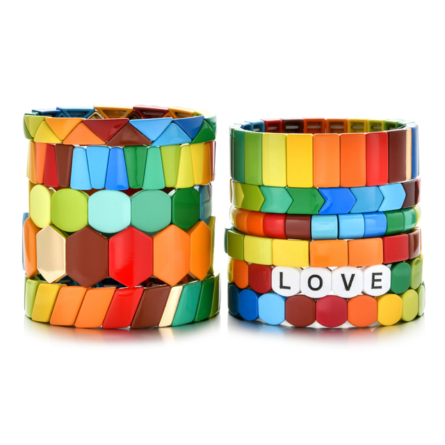 Bransoletki letnie 2021 Rainbow Pulseiras Mujer - koraliki z literami, prezenty dla dziewczyny - Wianko - 2