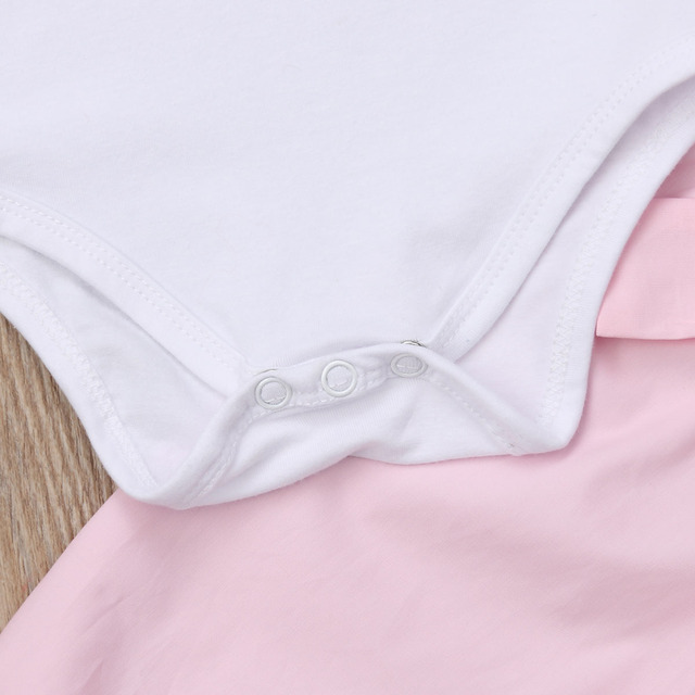 Noworodkowe jesienne ubranka dla dziewczynek i chłopców: Romper z długim rękawem, spodnie z różową kokardką i pałąk Love Mom Heart 2018 Brand New - Wianko - 5