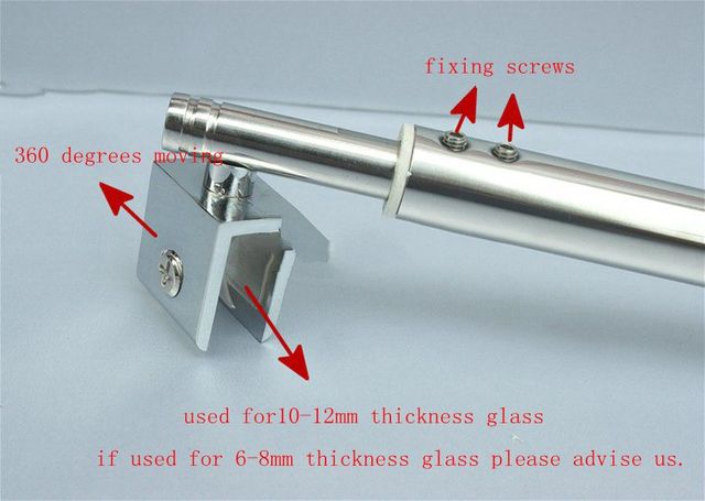 Zawiasy drzwiowe - Naprawiony pręt/klip ze stali nierdzewnej do szklanych drzwi prysznicowych - Wsparcie szkła do łazienki, długość 30/40/50/60/70cm - DG1451 - Wianko - 11