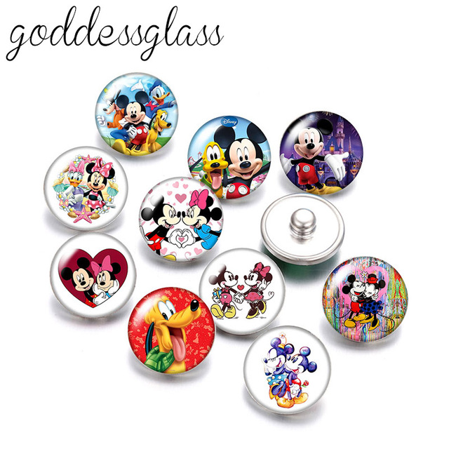 Bransoletka ze szklanym zdjęciem Disney Mickey, Minnie, Donald, Daisy i Goofy 18mm - Wianko - 1