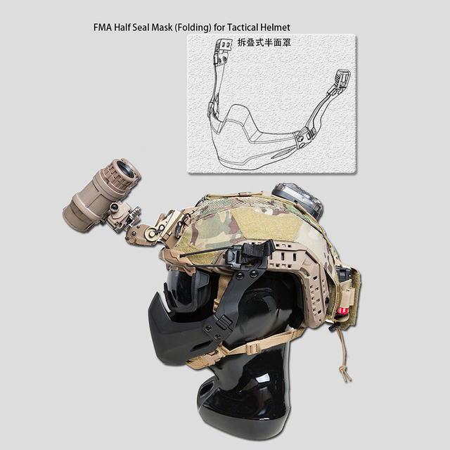 Oto propozycja dopracowanego tytułu dla produktu:Składana półmaska ochronna Tactical Mash do kasku Airsoft DE/BK/FG - Wianko - 27