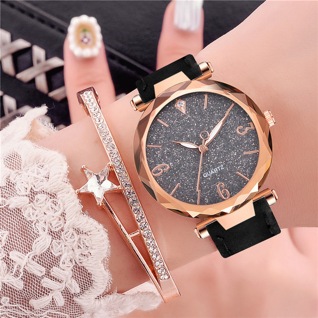 Damskie zegarki Starry Sky Casual luksusowe, skórzane, kwarcowe, Relógio Feminino Dropshipping - Wianko - 8