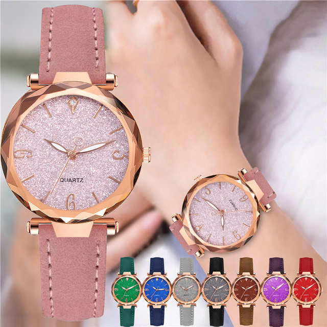 Damskie zegarki Starry Sky Casual luksusowe, skórzane, kwarcowe, Relógio Feminino Dropshipping - Wianko - 1
