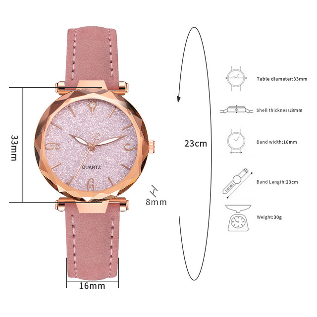 Damskie zegarki Starry Sky Casual luksusowe, skórzane, kwarcowe, Relógio Feminino Dropshipping - Wianko - 2