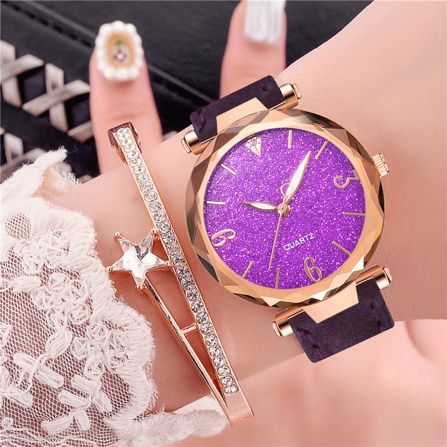 Damskie zegarki Starry Sky Casual luksusowe, skórzane, kwarcowe, Relógio Feminino Dropshipping - Wianko - 6