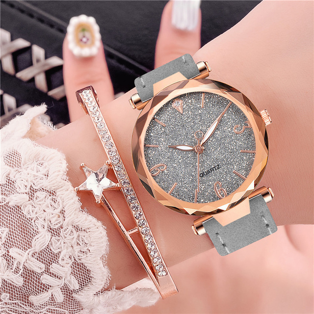 Damskie zegarki Starry Sky Casual luksusowe, skórzane, kwarcowe, Relógio Feminino Dropshipping - Wianko - 9