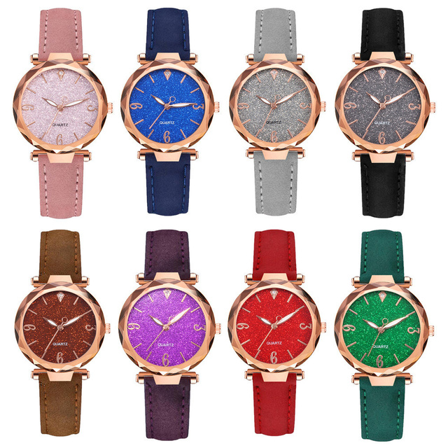 Damskie zegarki Starry Sky Casual luksusowe, skórzane, kwarcowe, Relógio Feminino Dropshipping - Wianko - 3