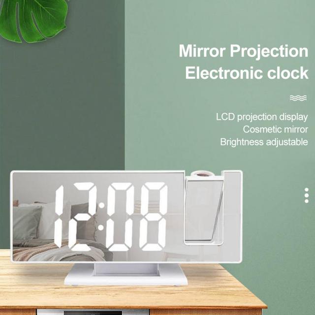 Cyfrowy budzik LED zegar stół elektroniczny lusterko biurkowe zegary USB z projekcją czasu i funkcją drzemki - Wianko - 3