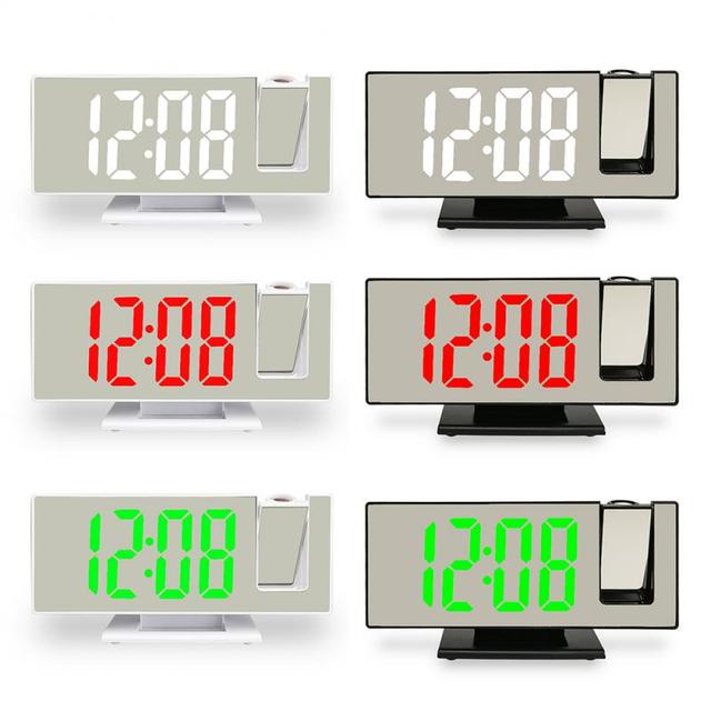 Cyfrowy budzik LED zegar stół elektroniczny lusterko biurkowe zegary USB z projekcją czasu i funkcją drzemki - Wianko - 7
