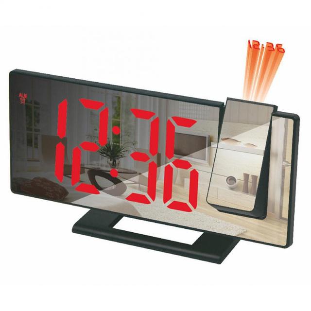 Cyfrowy budzik LED zegar stół elektroniczny lusterko biurkowe zegary USB z projekcją czasu i funkcją drzemki - Wianko - 12
