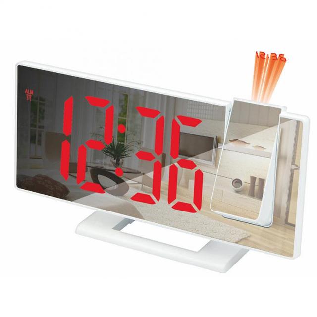 Cyfrowy budzik LED zegar stół elektroniczny lusterko biurkowe zegary USB z projekcją czasu i funkcją drzemki - Wianko - 13