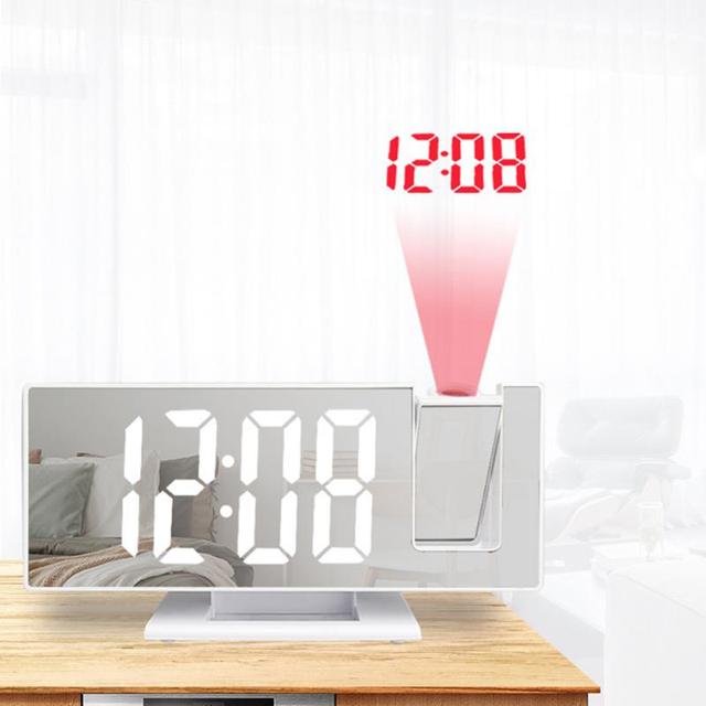Cyfrowy budzik LED zegar stół elektroniczny lusterko biurkowe zegary USB z projekcją czasu i funkcją drzemki - Wianko - 2