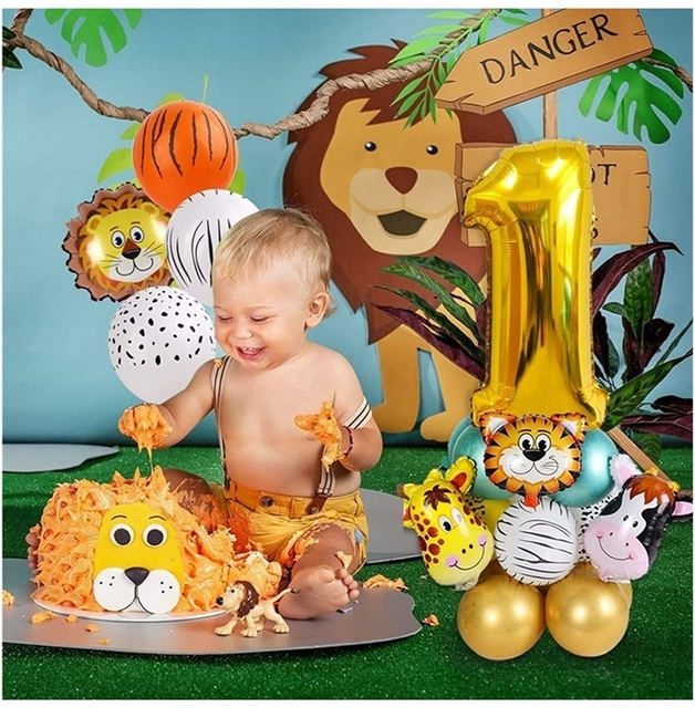 Balony dekoracyjne na imprezę urodzinową dzieci Safari zwierzęta z dżungli - zestaw 27 sztuk, dla chłopców i dziewczynek wieku od 1 do 13 lat - Wianko - 4