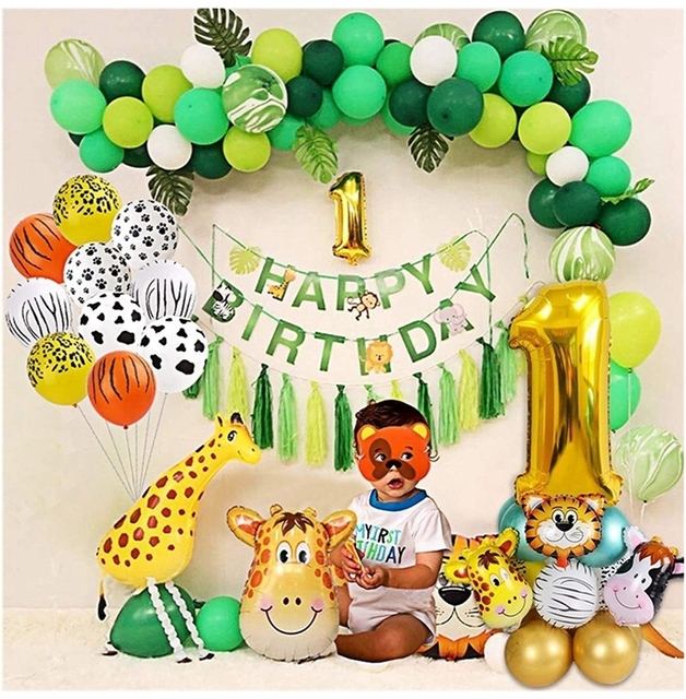 Balony dekoracyjne na imprezę urodzinową dzieci Safari zwierzęta z dżungli - zestaw 27 sztuk, dla chłopców i dziewczynek wieku od 1 do 13 lat - Wianko - 14