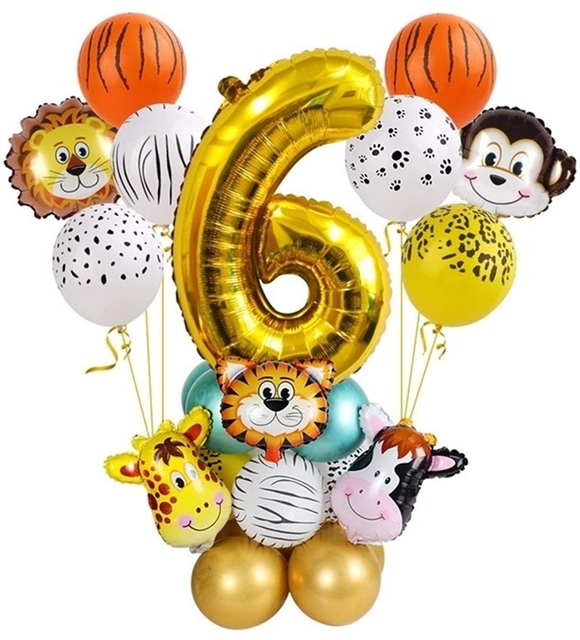 Balony dekoracyjne na imprezę urodzinową dzieci Safari zwierzęta z dżungli - zestaw 27 sztuk, dla chłopców i dziewczynek wieku od 1 do 13 lat - Wianko - 10
