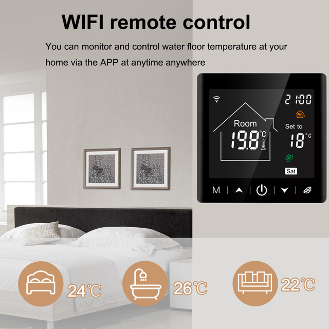 Beok Tuya inteligentny termostat gazowy z WiFi i Bluetooth - regulacja temperatury w stopniach Celsiusza/Fahrenheita, z obsługą Alexa i Google Home - Wianko - 1
