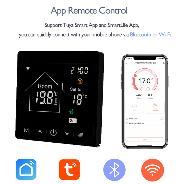 Beok Tuya inteligentny termostat gazowy z WiFi i Bluetooth - regulacja temperatury w stopniach Celsiusza/Fahrenheita, z obsługą Alexa i Google Home - Wianko - 2