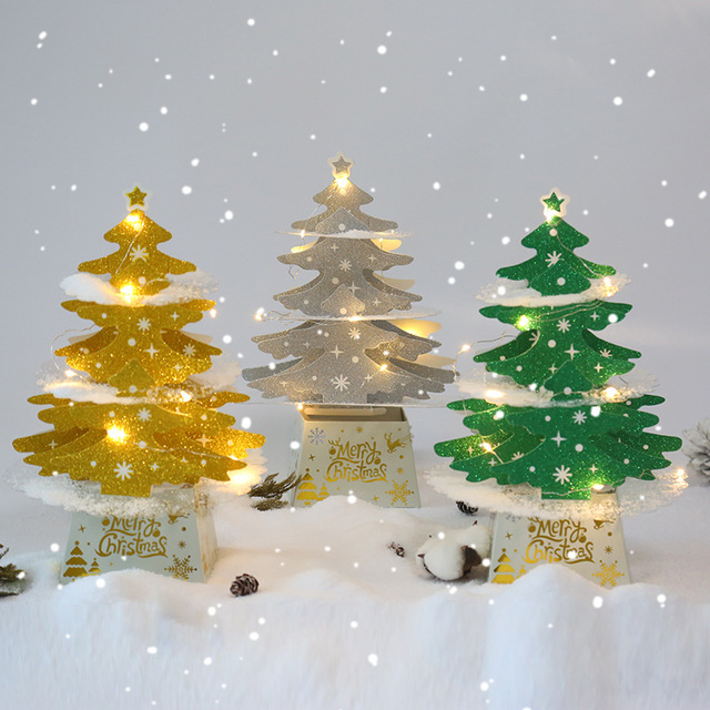 Drzewo świąteczne DIY 3D LED - ozdoba na biurko, igły sosnowe, dekoracje domu, prezenty na Boże Narodzenie i Nowy Rok 2022 - Wianko - 1