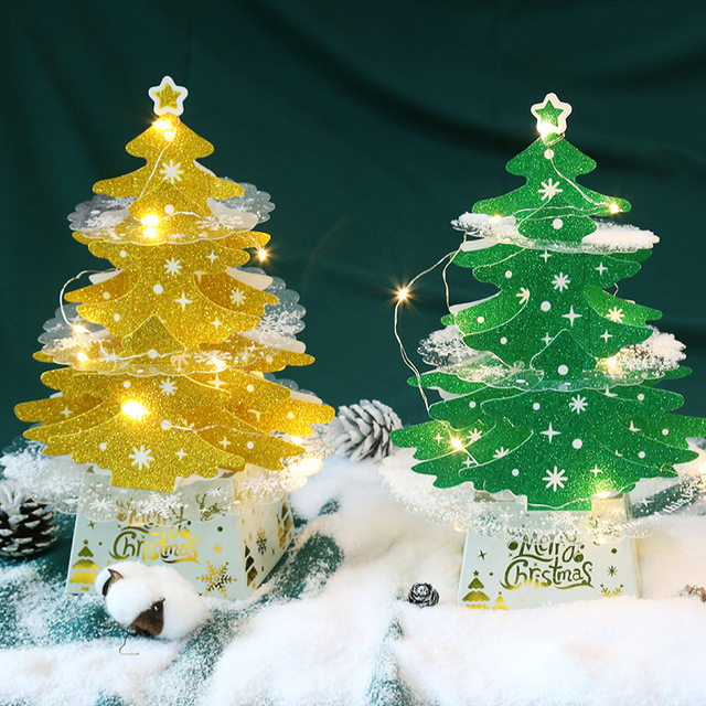 Drzewo świąteczne DIY 3D LED - ozdoba na biurko, igły sosnowe, dekoracje domu, prezenty na Boże Narodzenie i Nowy Rok 2022 - Wianko - 2
