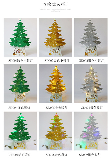 Drzewo świąteczne DIY 3D LED - ozdoba na biurko, igły sosnowe, dekoracje domu, prezenty na Boże Narodzenie i Nowy Rok 2022 - Wianko - 10