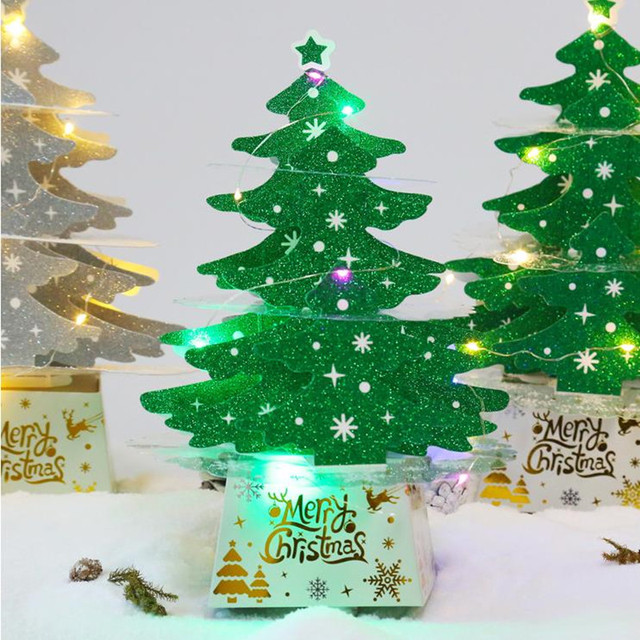 Drzewo świąteczne DIY 3D LED - ozdoba na biurko, igły sosnowe, dekoracje domu, prezenty na Boże Narodzenie i Nowy Rok 2022 - Wianko - 5
