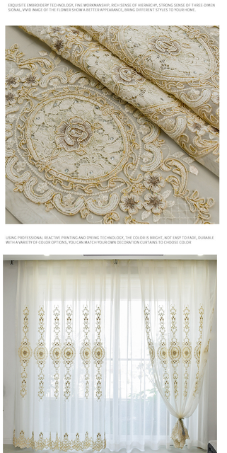 Zasłony haftowane tiulowe w stylu europejskim do salonu, jadalni i sypialni - Wianko - 5