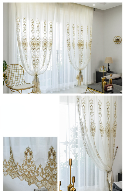 Zasłony haftowane tiulowe w stylu europejskim do salonu, jadalni i sypialni - Wianko - 6