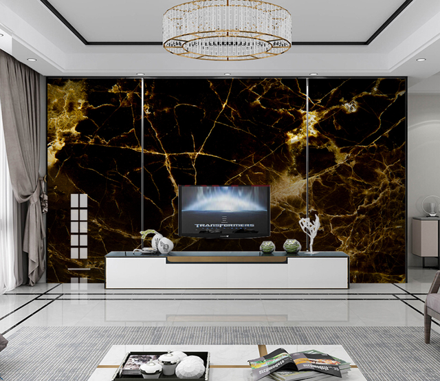 Beibehang czarna tapeta 3D marmur artystyczna do ściany salonowej lub sypialni - Wianko - 4