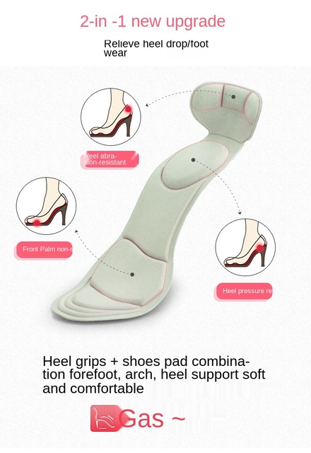 Wkładki antypoślizgowe z pianki Memory do butów na wysokim obcasie z poduszkami na pięty i wsparciem łuku stopy - Wianko - 4