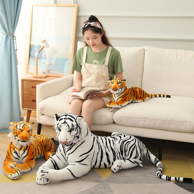 Gigantyczne pluszowe tygrysy symulujące dzikie zwierzęta - biały i brązowy Jaguar Doll dla dzieci na urodziny - Wianko - 20