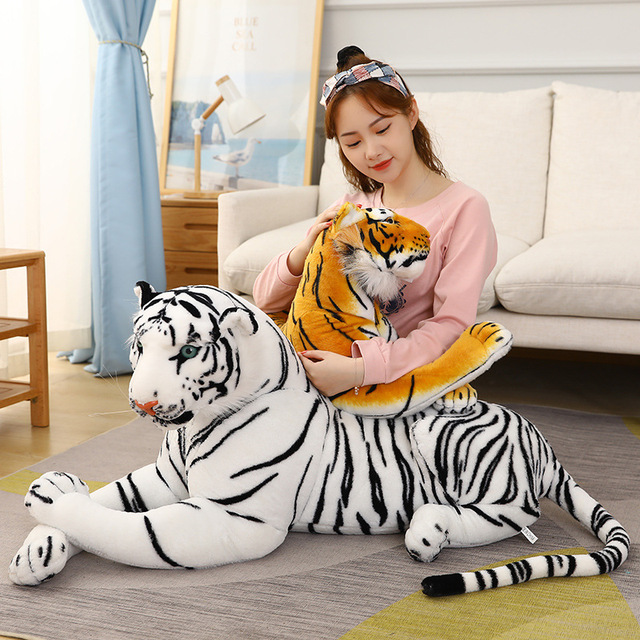 Gigantyczne pluszowe tygrysy symulujące dzikie zwierzęta - biały i brązowy Jaguar Doll dla dzieci na urodziny - Wianko - 10