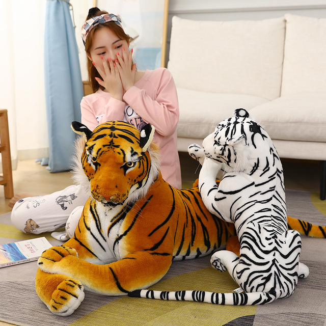 Gigantyczne pluszowe tygrysy symulujące dzikie zwierzęta - biały i brązowy Jaguar Doll dla dzieci na urodziny - Wianko - 11