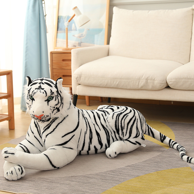 Gigantyczne pluszowe tygrysy symulujące dzikie zwierzęta - biały i brązowy Jaguar Doll dla dzieci na urodziny - Wianko - 5