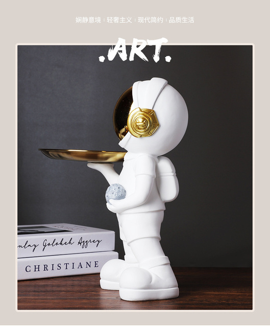 Figurka dekoracyjna Astronauta z tacą - wielofunkcyjna rzeźba do domu, biurka i przechowywania TV - prezent, ozdoba pokoju i sztuka rękodzielnicza - Wianko - 6