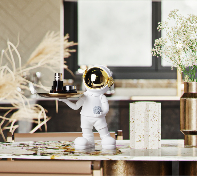 Figurka dekoracyjna Astronauta z tacą - wielofunkcyjna rzeźba do domu, biurka i przechowywania TV - prezent, ozdoba pokoju i sztuka rękodzielnicza - Wianko - 12