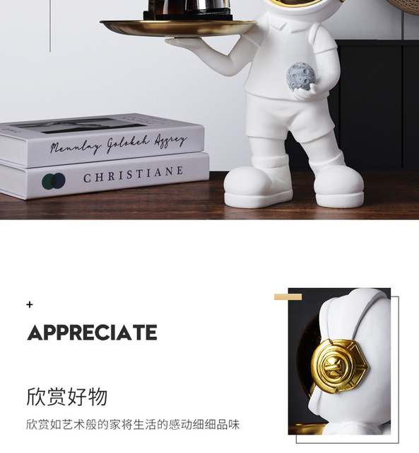 Figurka dekoracyjna Astronauta z tacą - wielofunkcyjna rzeźba do domu, biurka i przechowywania TV - prezent, ozdoba pokoju i sztuka rękodzielnicza - Wianko - 10