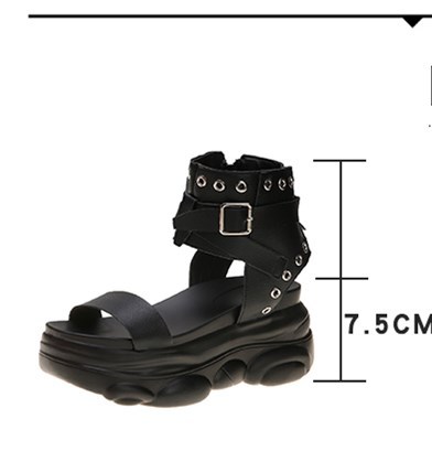 Kliny buty dla kobiet sandały wysokie obcasy 7.5CM platforma skórzane białe - Wianko - 4