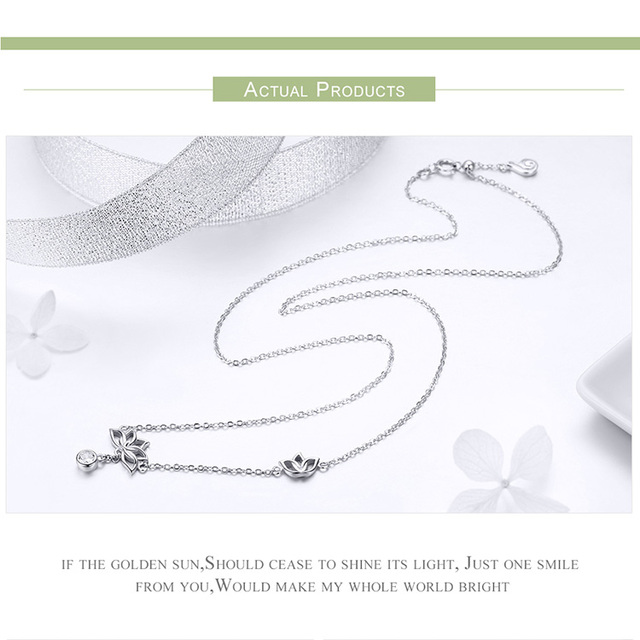 Wisiorek z kwiatem lotosu, wykonany ze 100% oryginalnego srebra 925, elegancki i luksusowy naszyjnik dla kobiet - idealny prezent - Wianko - 7