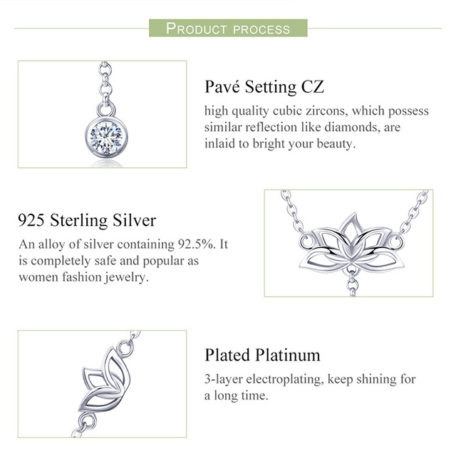 Wisiorek z kwiatem lotosu, wykonany ze 100% oryginalnego srebra 925, elegancki i luksusowy naszyjnik dla kobiet - idealny prezent - Wianko - 6