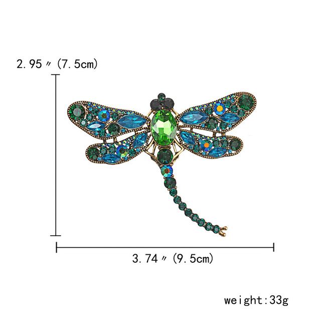 Duża broszka z kryształowym, vintage motywem smoka dla eleganckich kobiet - Wianko - 2