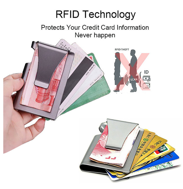 Etui na karty kredytowe RFID, metalowe, twardy portfel mężczyźni - minimalistyczny i magnetyczny, stal aluminiowa Slim Bank posiadacz karty - Wianko - 13
