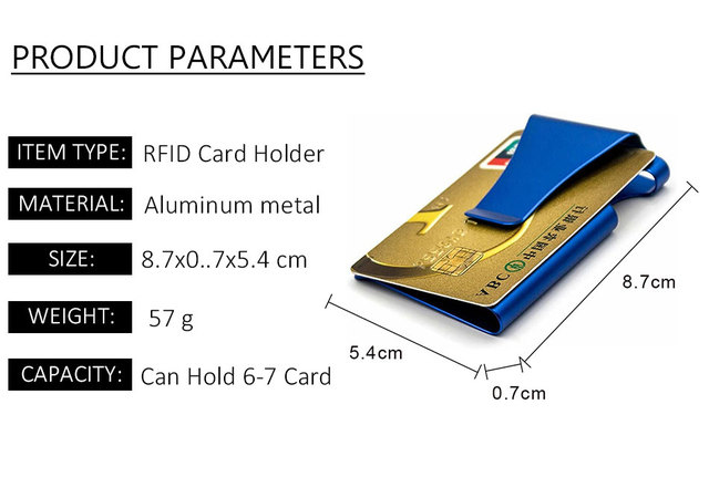Etui na karty kredytowe RFID, metalowe, twardy portfel mężczyźni - minimalistyczny i magnetyczny, stal aluminiowa Slim Bank posiadacz karty - Wianko - 11