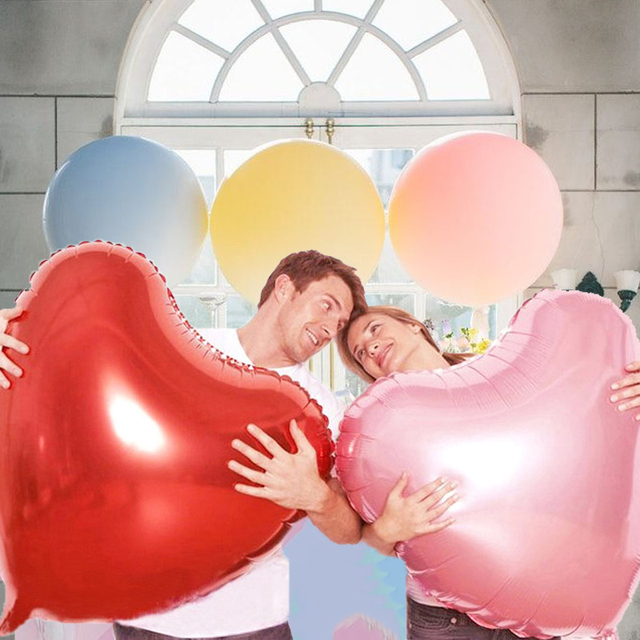 Duży foliowy balon z sercem czerwony/różowy - idealna dekoracja na ślub, walentynki lub rocznicę - Wianko - 1