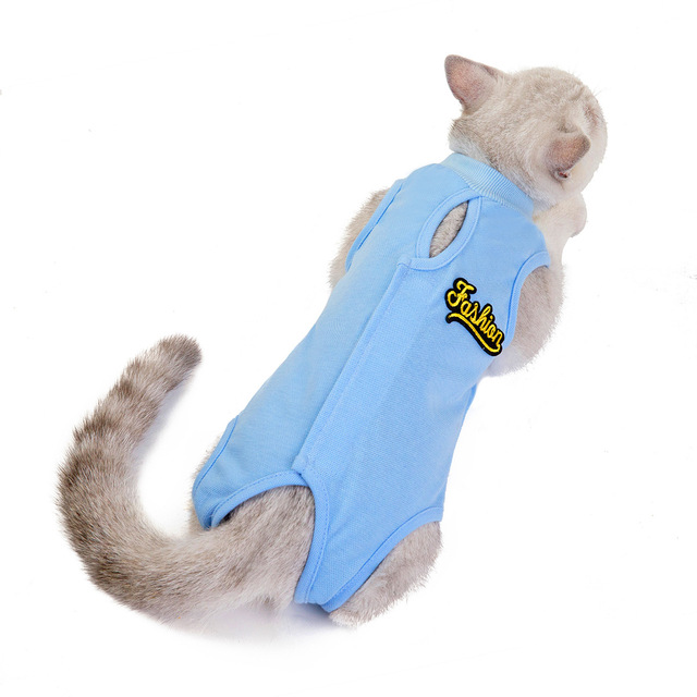 Fizjologiczne ubrania dla kotów - oddychające bawełniane kombinezony dla kotek po operacji, zapobiegające lizaniu ran - Wianko - 12