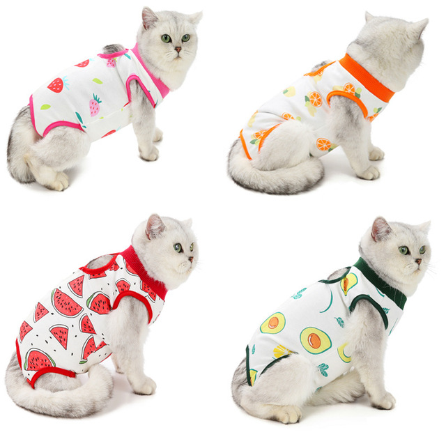 Fizjologiczne ubrania dla kotów - oddychające bawełniane kombinezony dla kotek po operacji, zapobiegające lizaniu ran - Wianko - 17