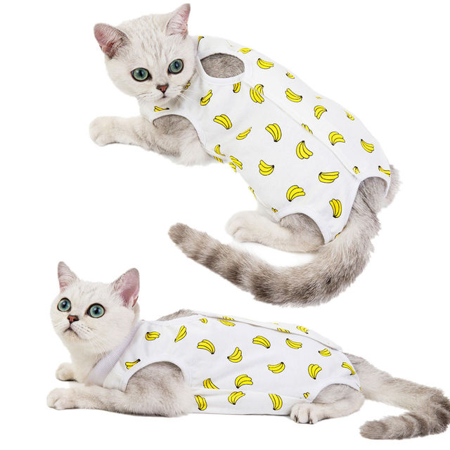 Fizjologiczne ubrania dla kotów - oddychające bawełniane kombinezony dla kotek po operacji, zapobiegające lizaniu ran - Wianko - 7